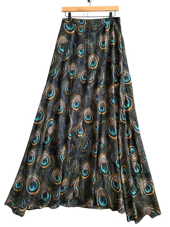 Show Me Your MuMu Dresses & Skirts - Show Me Your Mumu Women's Sz L Peacock Feather Print Maxi Skirt